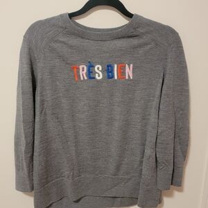 Banana Republic Gray Sweater with Multicolor Embroidery